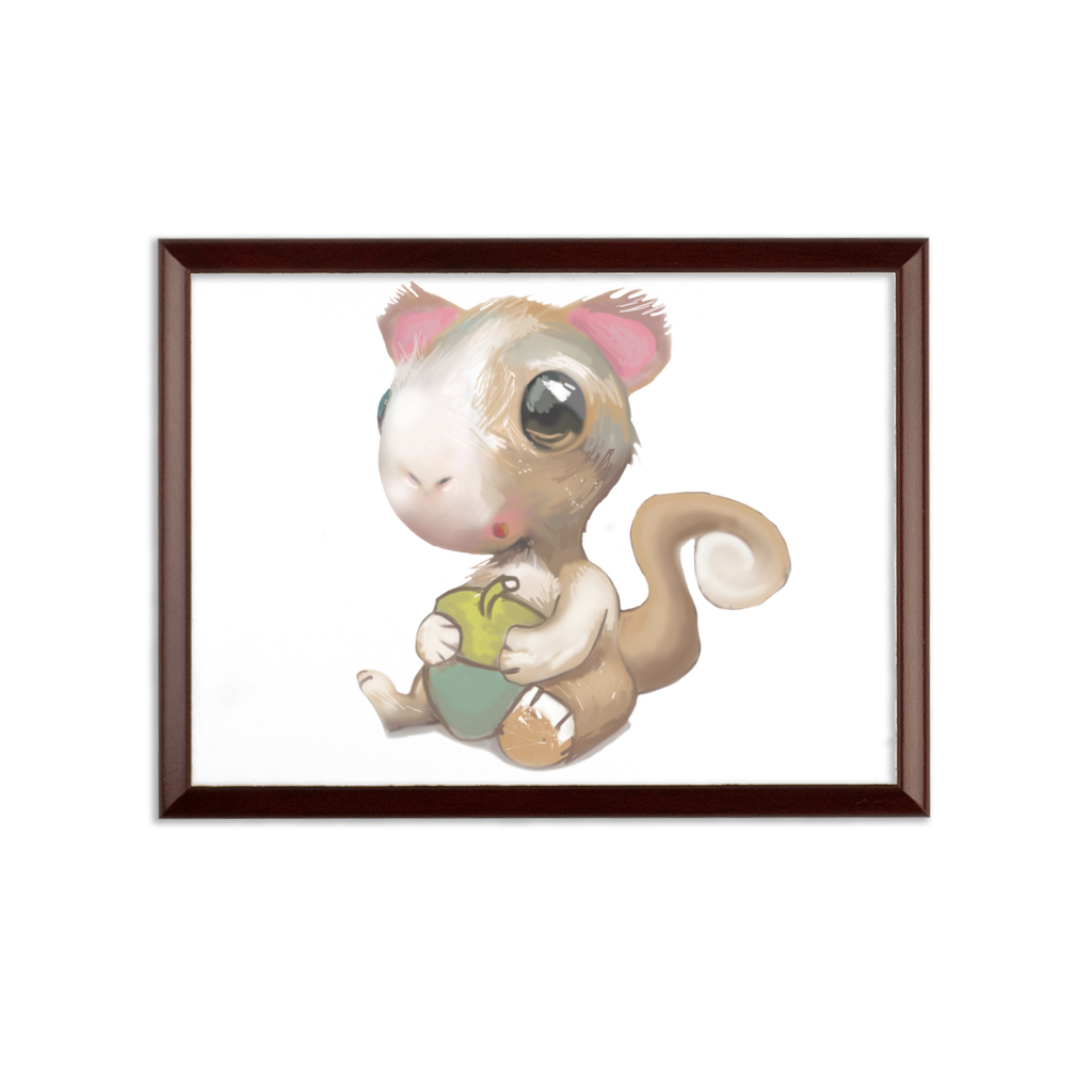 Squirrel Sublimation Wall Plaque with brown wooden frame and white printable surface, showcasing customizable design options.