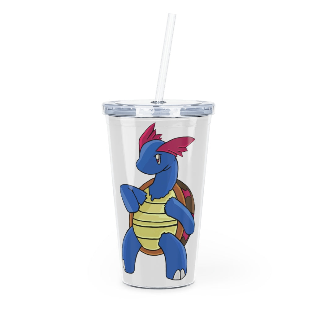 Squirtila Plastic Tumbler with Straw, featuring a customizable design, lid, and reusable straw, perfect for events and gatherings.