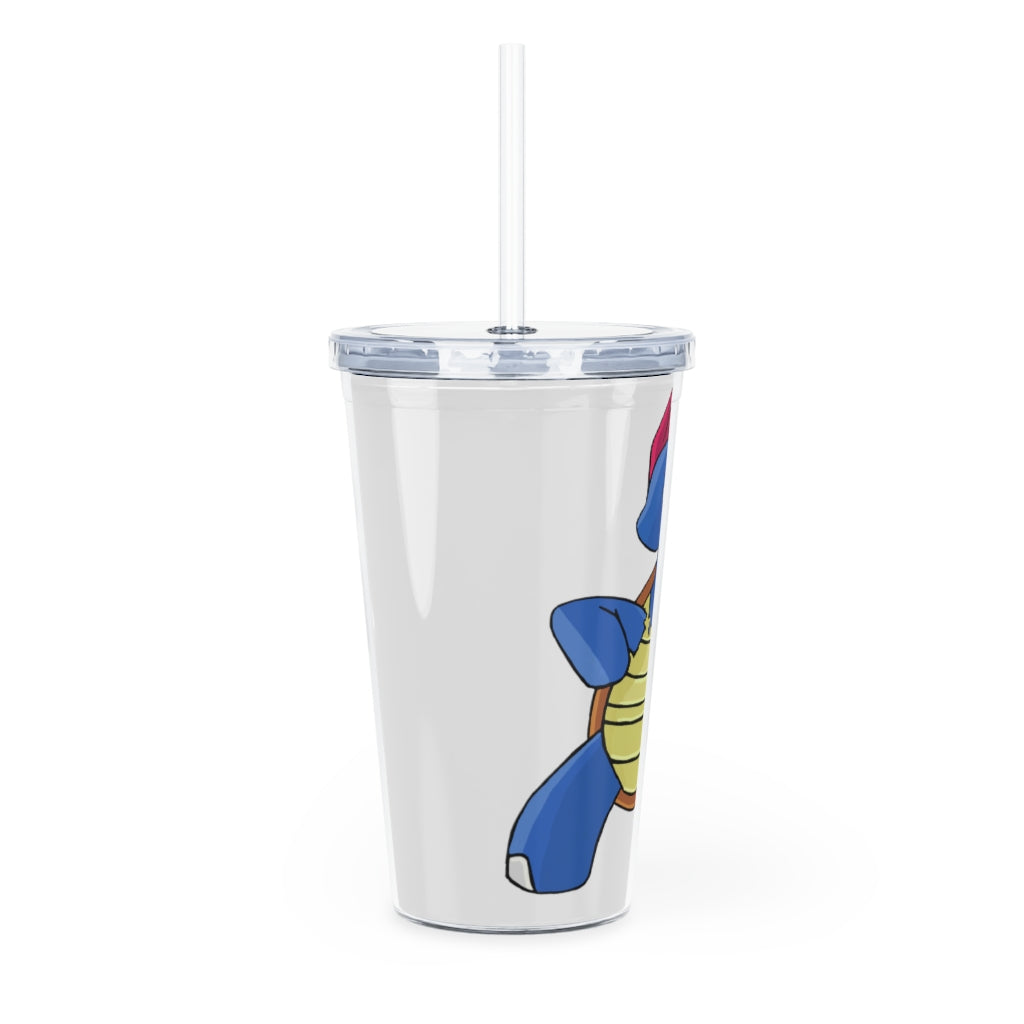 Squirtila Plastic Tumbler with Straw, featuring a customizable design, lid, and reusable straw, perfect for events and gatherings.