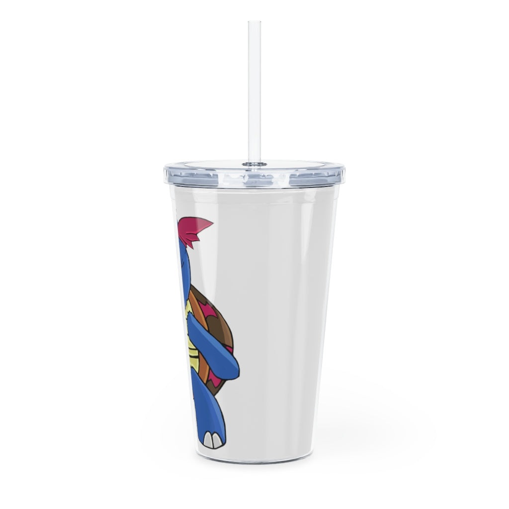 Squirtila Plastic Tumbler with Straw, featuring a customizable design, lid, and reusable straw, perfect for events and gatherings.