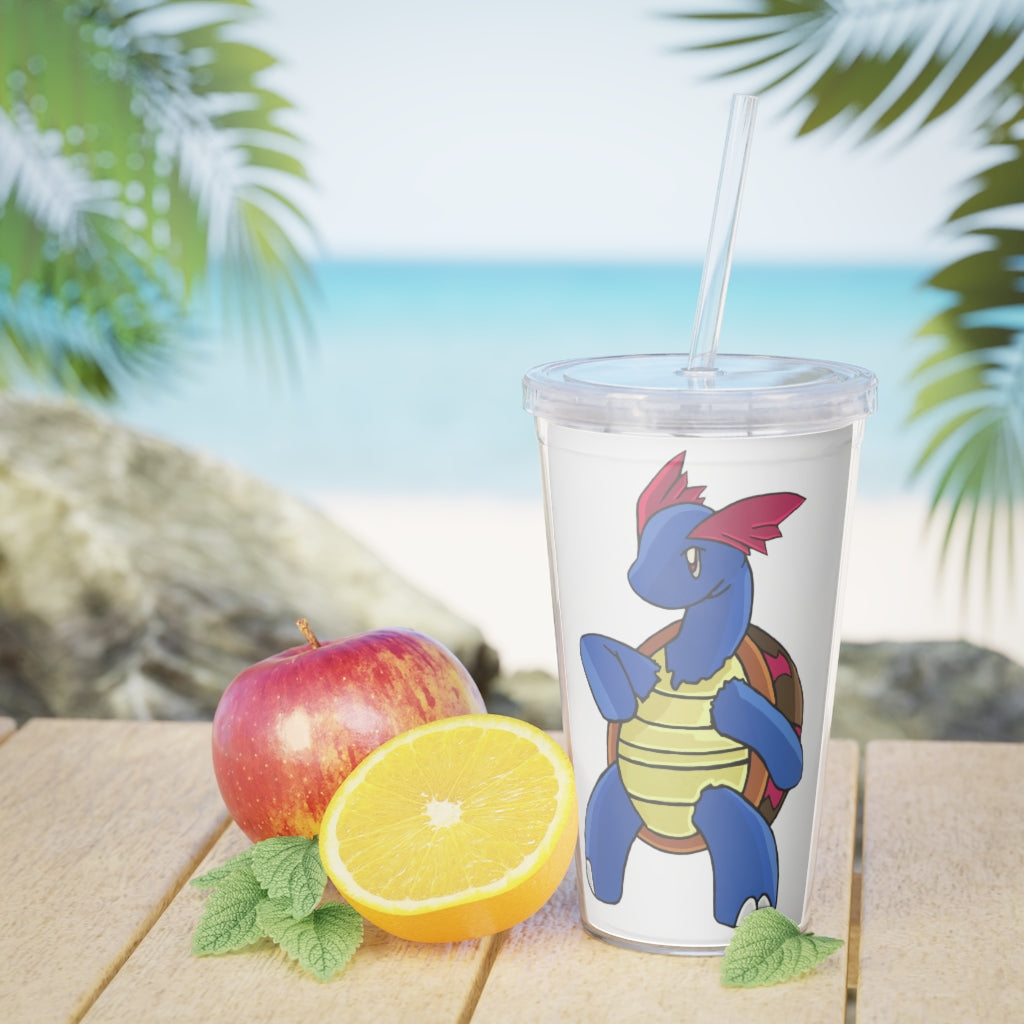 Squirtila Plastic Tumbler with Straw, featuring a customizable design, lid, and reusable straw, perfect for events and gatherings.