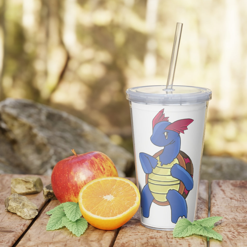 Squirtila Plastic Tumbler with Straw, featuring a customizable design, lid, and reusable straw, perfect for events and gatherings.