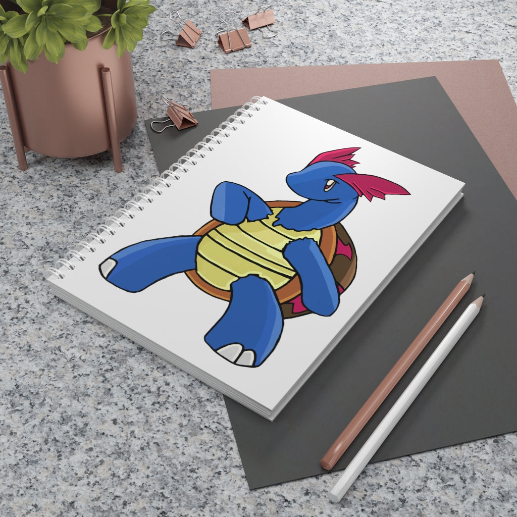 Squirtila Spiral Notebook with customizable covers and wide-ruled pages, featuring a semi-gloss laminated finish.