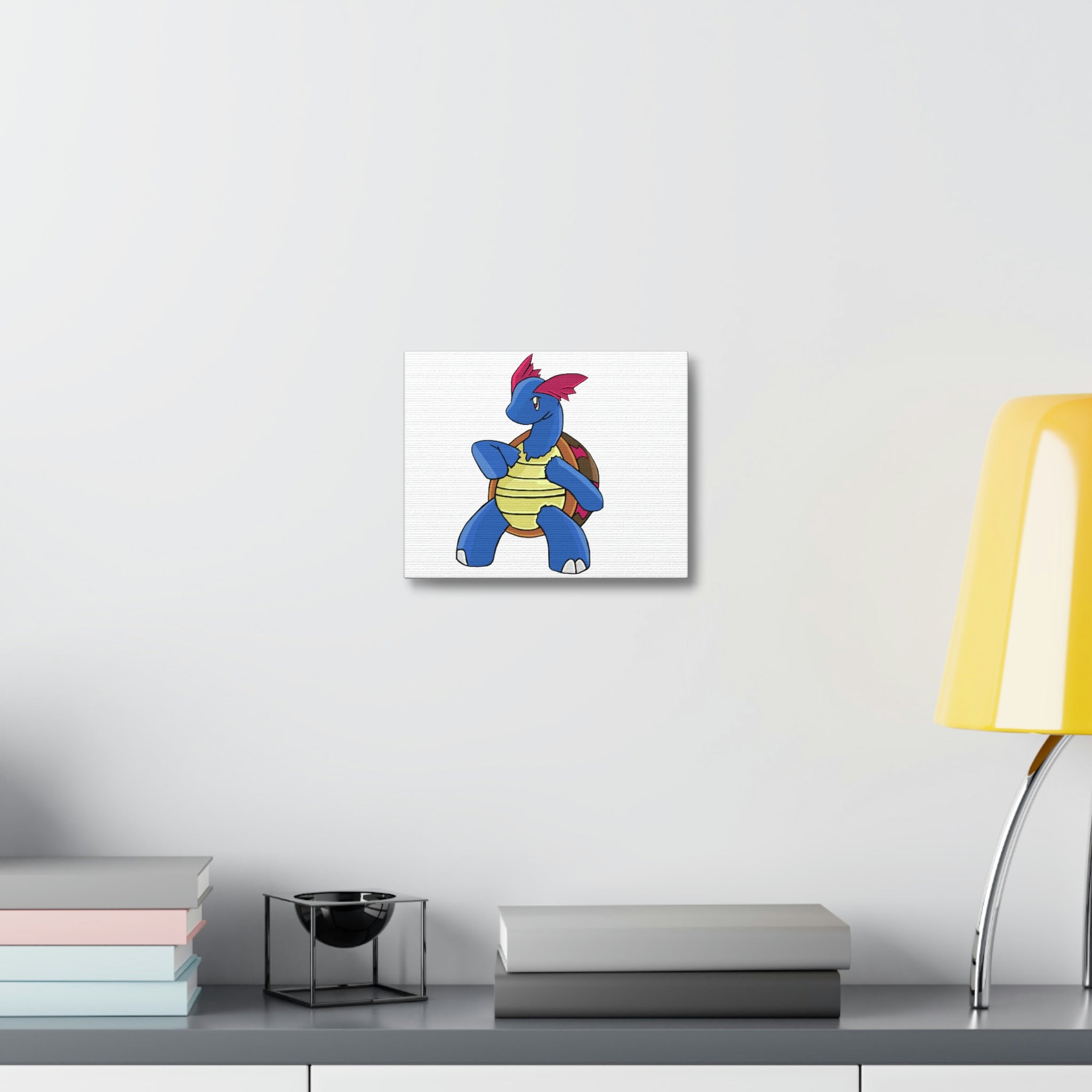 Squirtila Stretched Canvas featuring vibrant artwork on a durable wooden frame, perfect for indoor decoration.