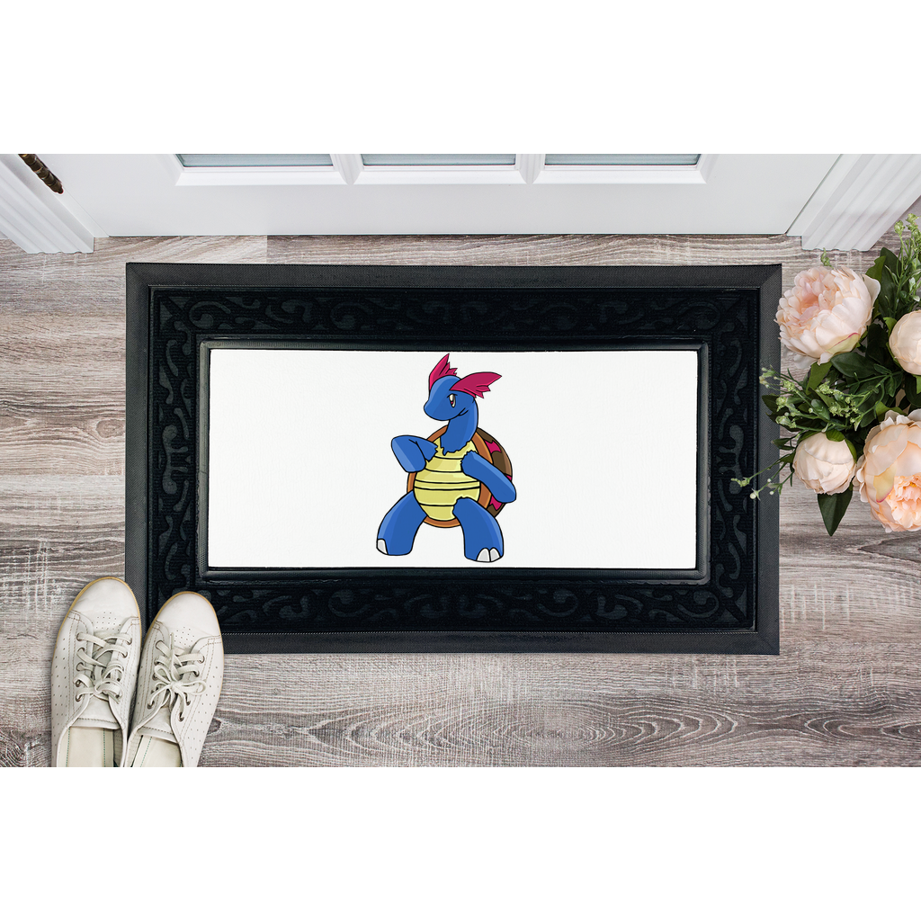 Squirtila Sublimation Heavy Duty Door Mat with a removable fabric center and rubber base, showcasing a classy brush border design.