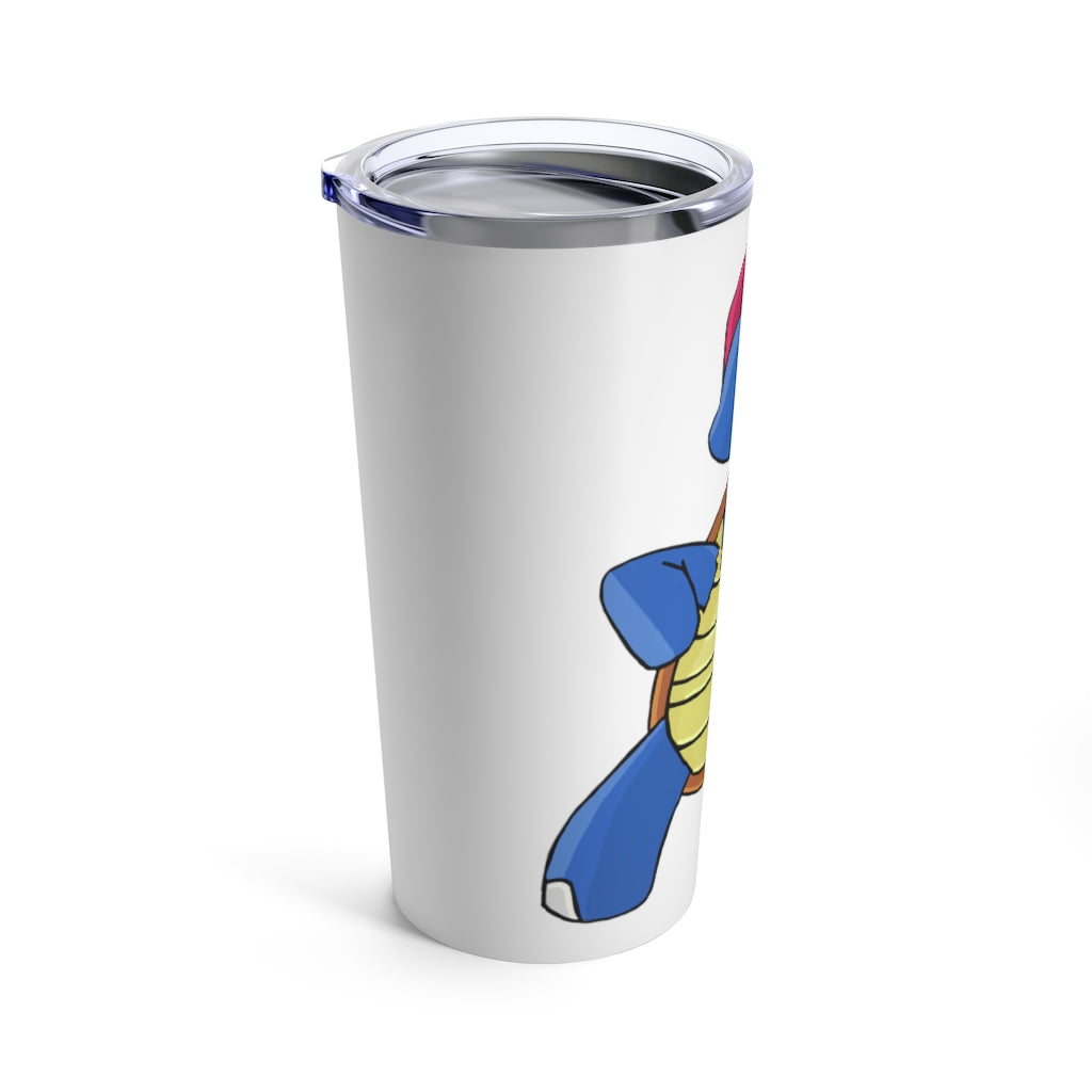 Squirtila Tumbler 20oz in stainless steel with a see-thru plastic lid, showcasing its sleek design and vacuum-insulated features.