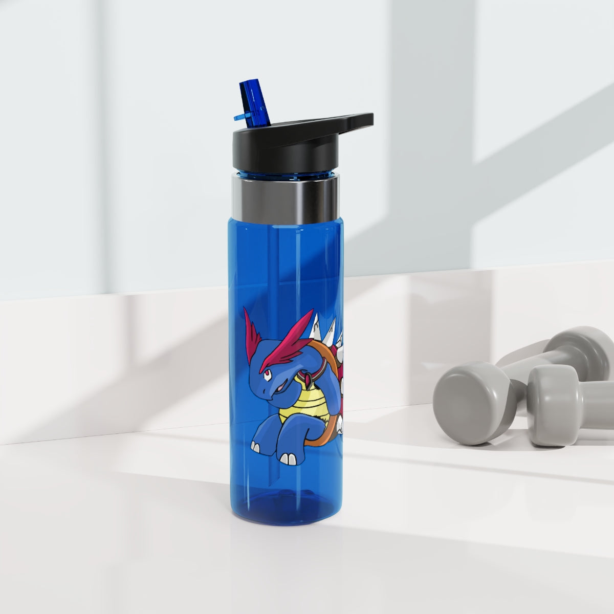 Squirtois Kensington Tritan™ Sport Bottle in vibrant colors with a carabiner hook and straw lid, showcasing its durable design.