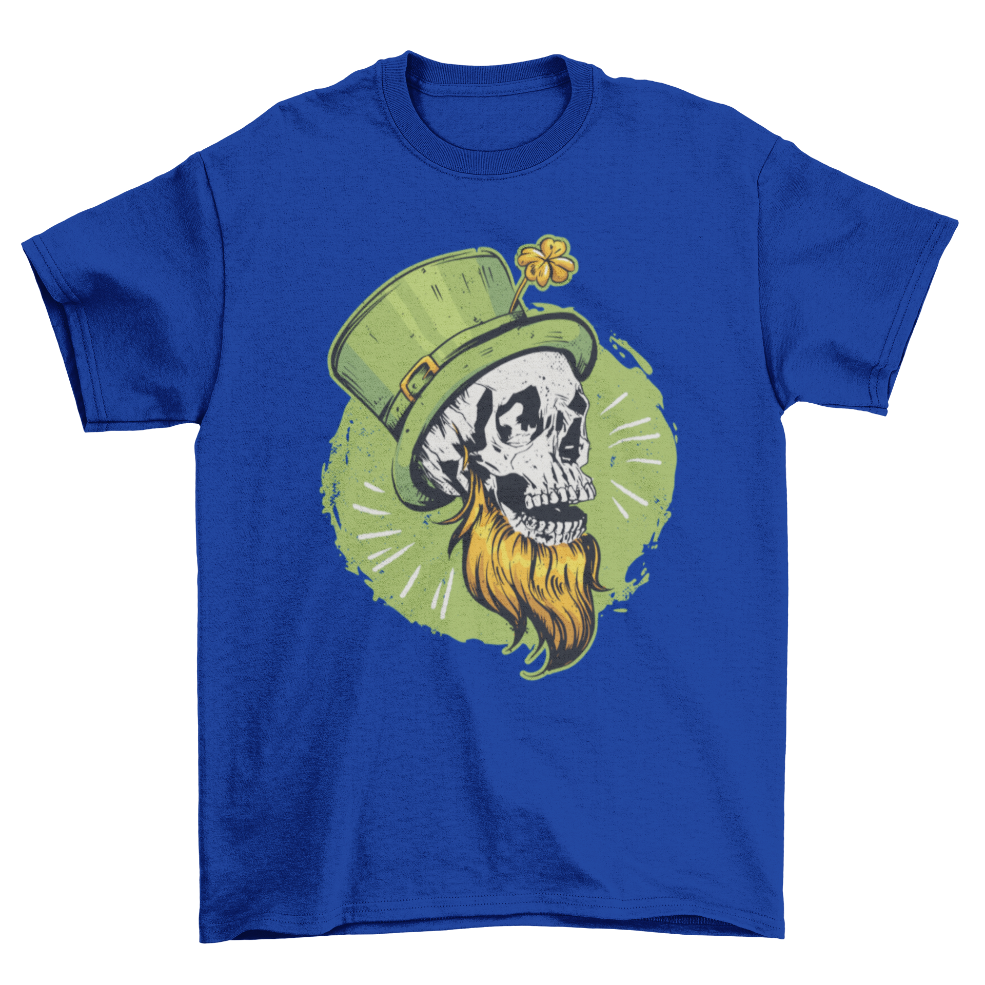 St. Patrick's Day skull t-shirt featuring a skull wearing a green Irish hat, perfect for festive celebrations.