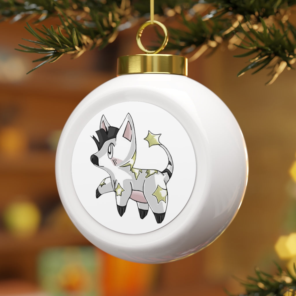 Stalze Christmas Ball Ornament with glossy finish and gold ribbon, featuring a vintage design and custom metal insert.