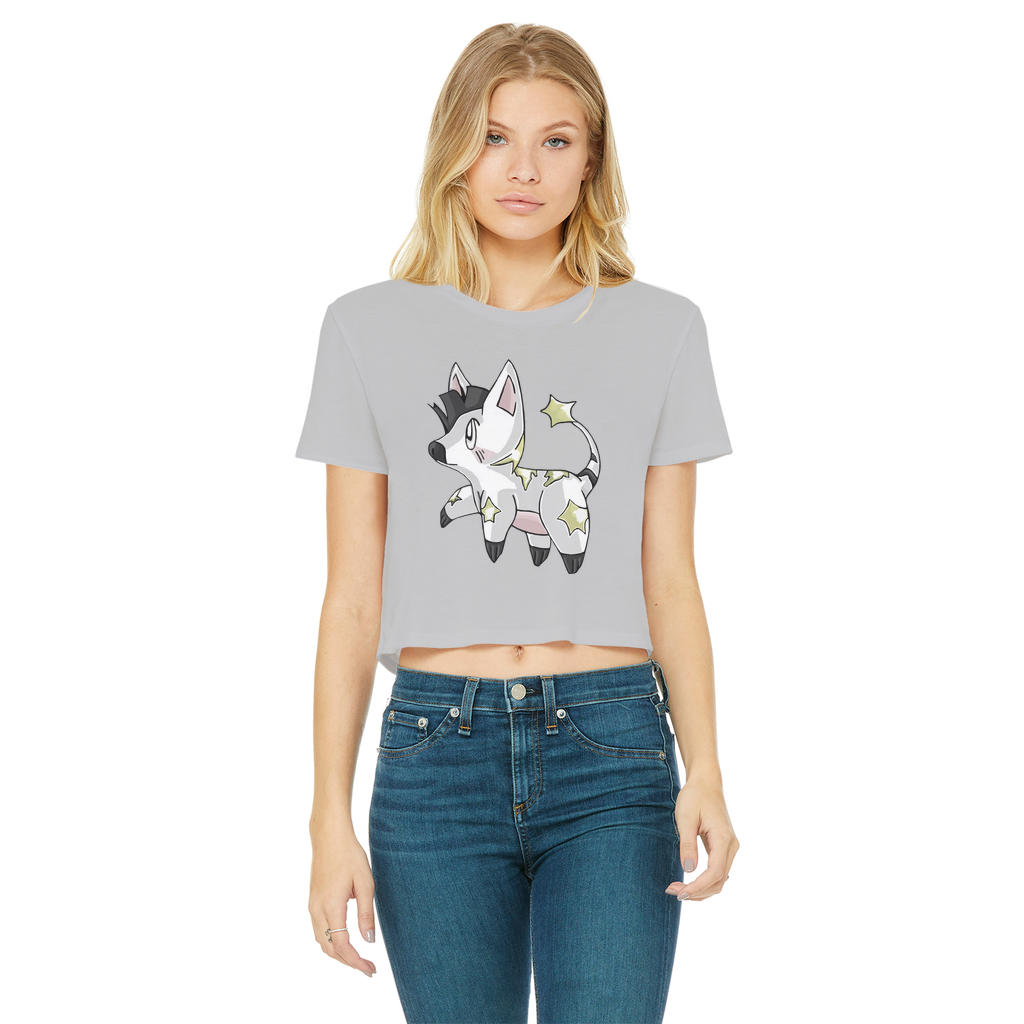 Stalze Classic Women's Cropped Raw Edge T-Shirt featuring a round neck, short sleeves, and a raw edge cut hem in a stylish design.