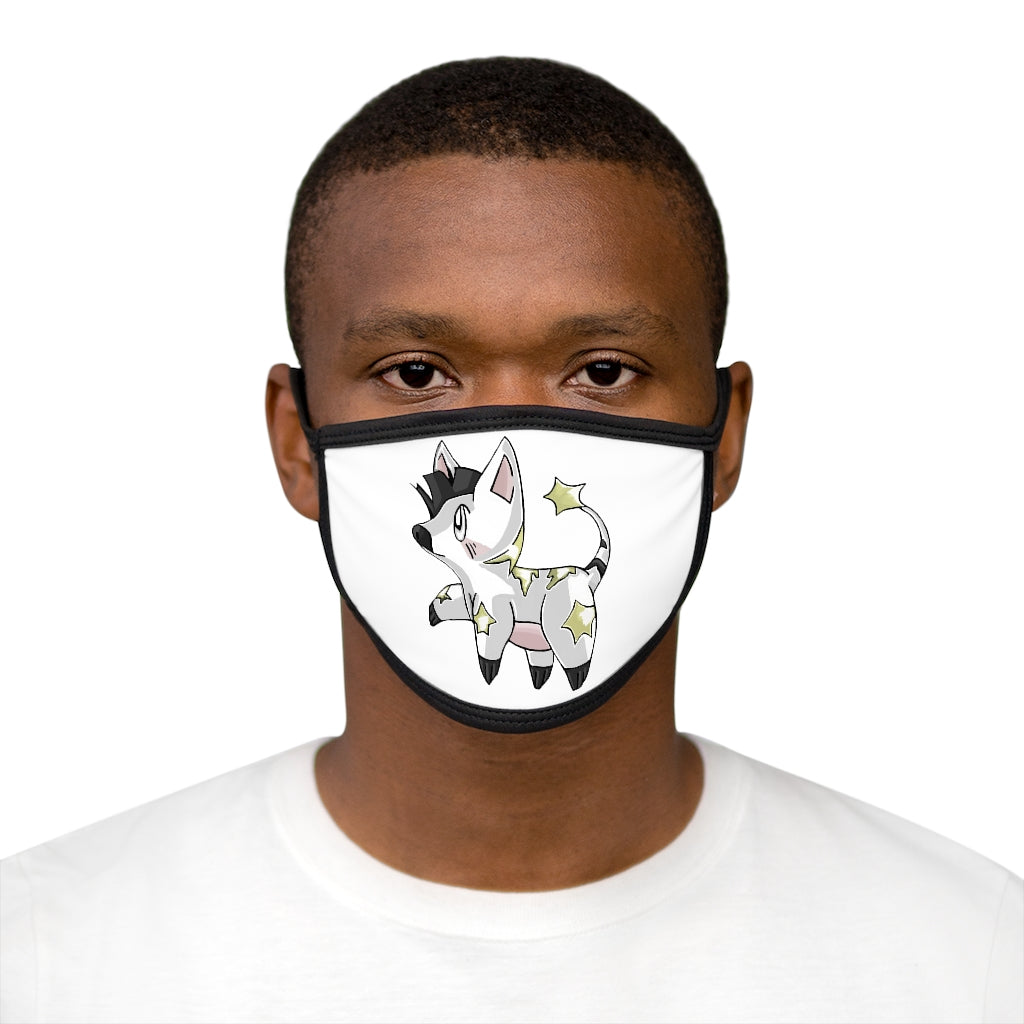 Stalze Mixed-Fabric Face Mask featuring a black outer edge and earloops, made from polyester and cotton.