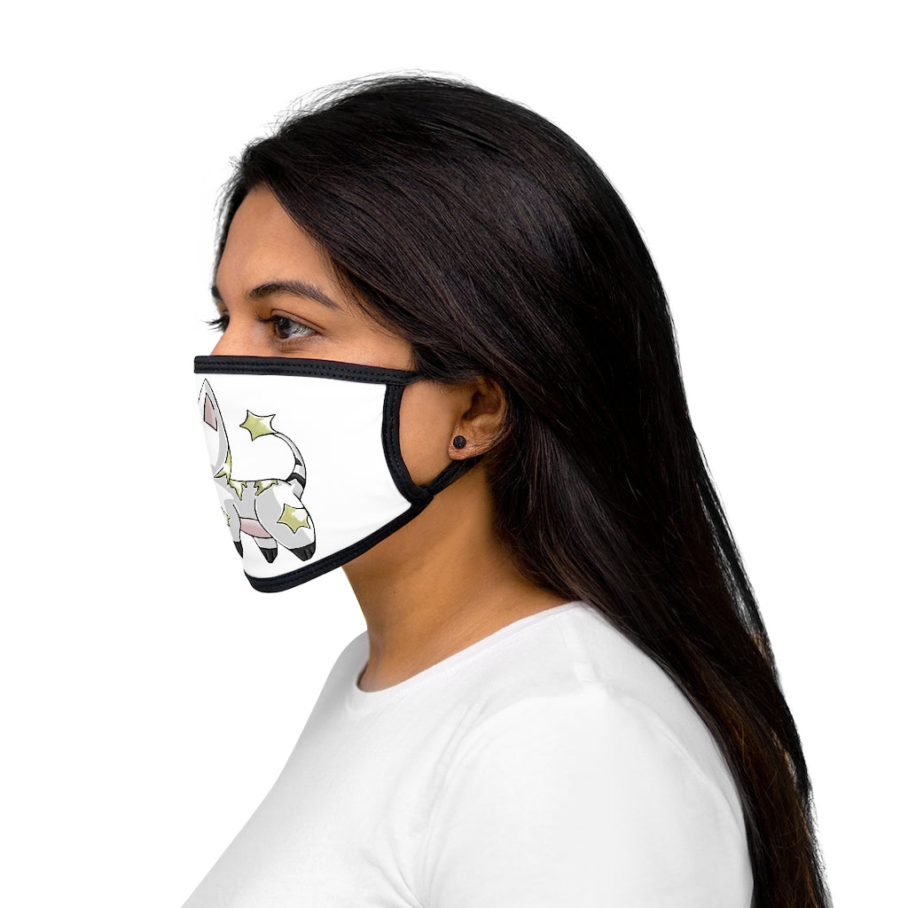 Stalze Mixed-Fabric Face Mask featuring a black outer edge and earloops, made from polyester and cotton.