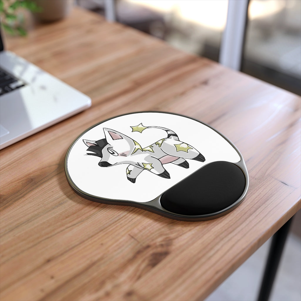 Stalze Mouse Pad with ergonomic Memory Foam wrist rest and custom-printed neoprene insert, featuring a foot-shaped design.