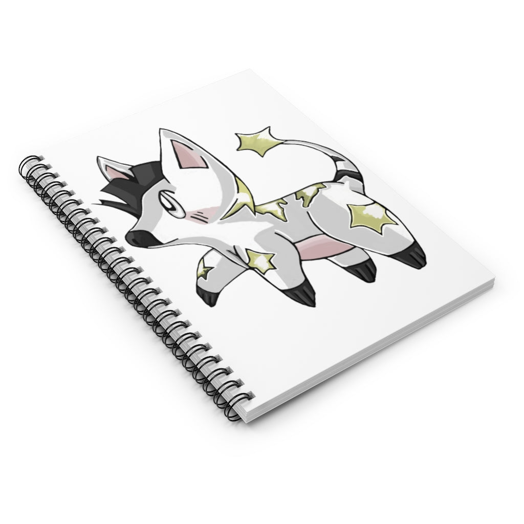 Stalze Spiral Notebook with ruled line pages and a colorful printed front cover, featuring a sleek black back cover.