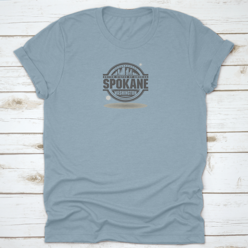 Vector stamp or label featuring Spokane, Washington text on a cotton fabric background.