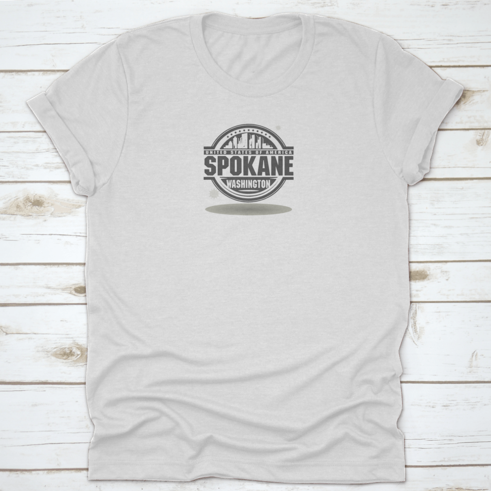 Vector stamp or label featuring Spokane, Washington text on a cotton fabric background.