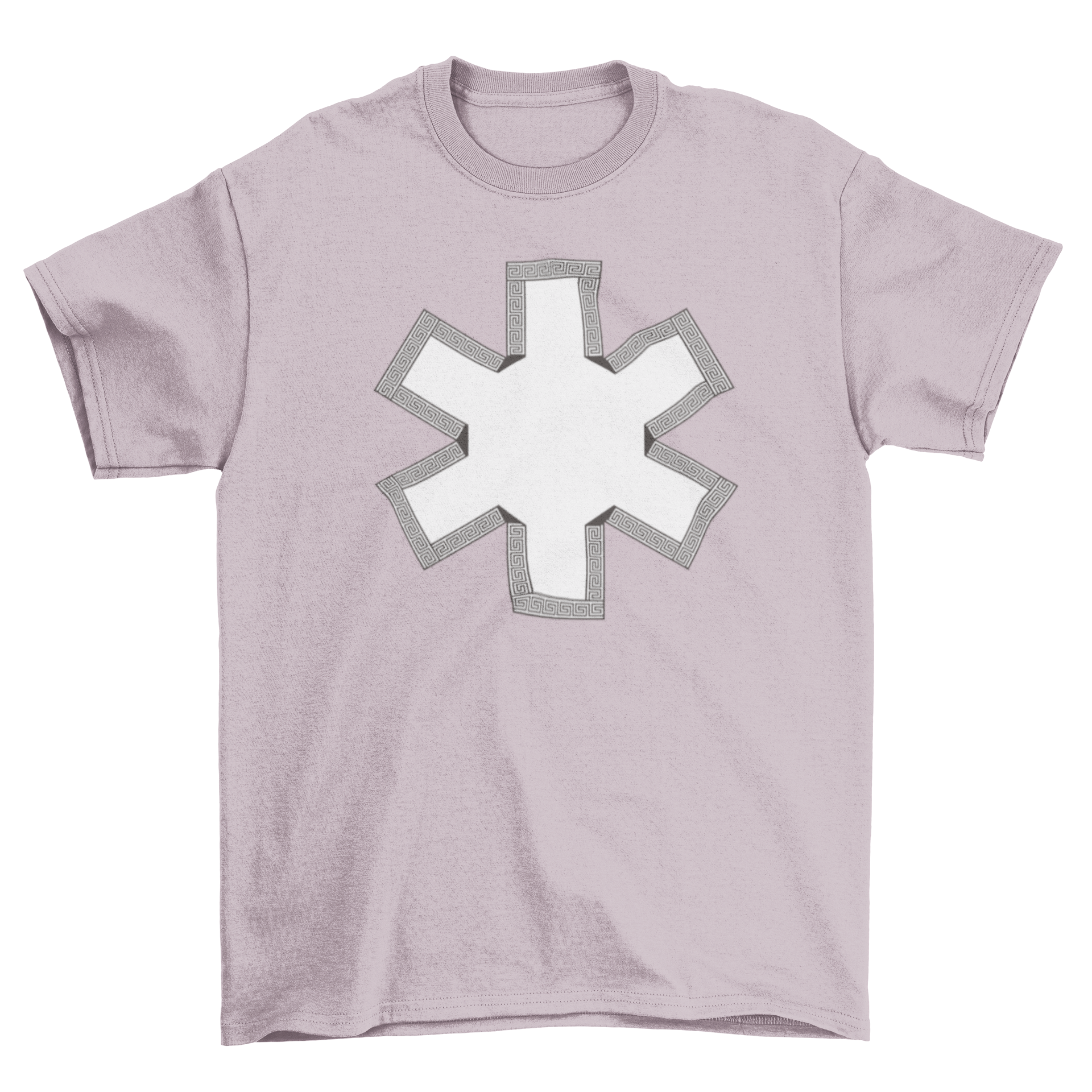 Stylish t-shirt featuring the Star of Life emblem in white, surrounded by a unique pattern.