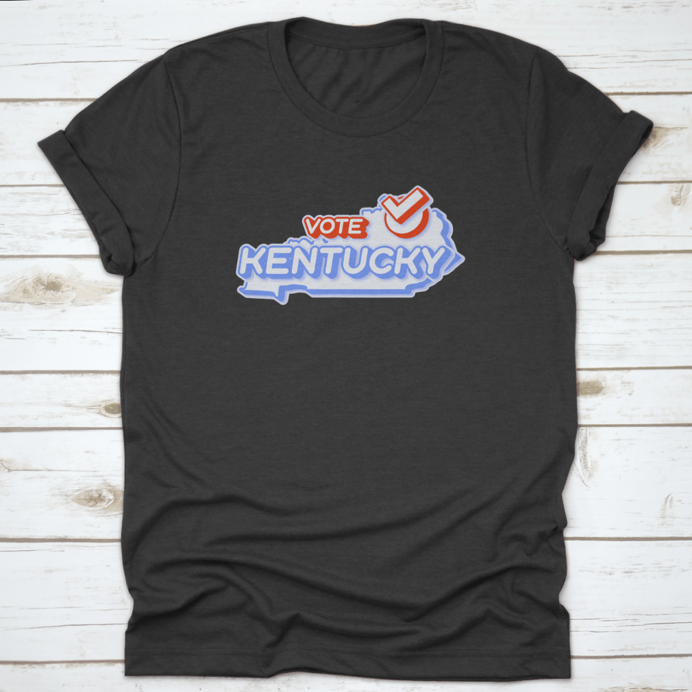 A stylish cotton t-shirt featuring a detailed state map of Kentucky, showcasing its iconic landmarks and symbols.