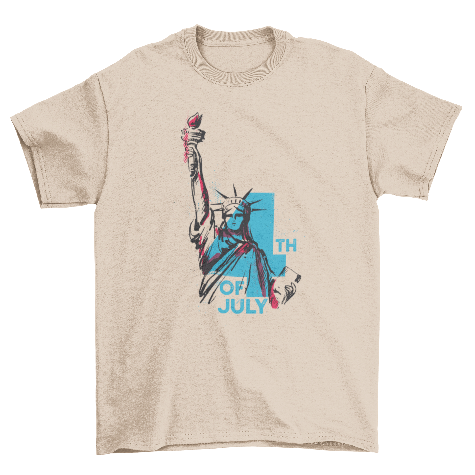 Vintage t-shirt featuring the Statue of Liberty design, perfect for 4th of July celebrations.