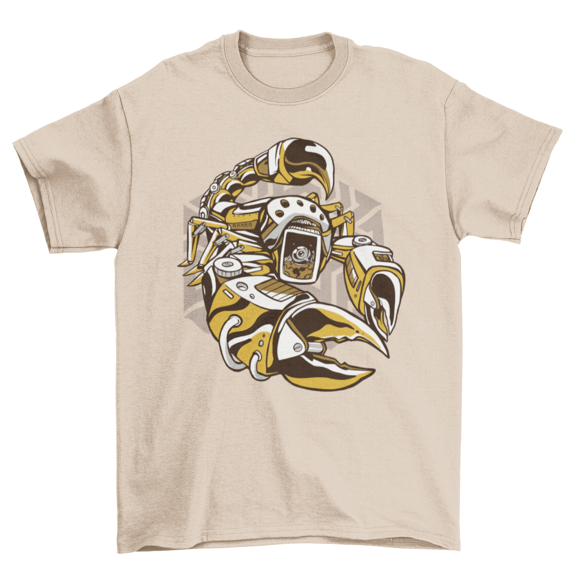 A stylish Steampunk Scorpion T-shirt featuring a detailed mechanical scorpion design, perfect for steampunk enthusiasts.