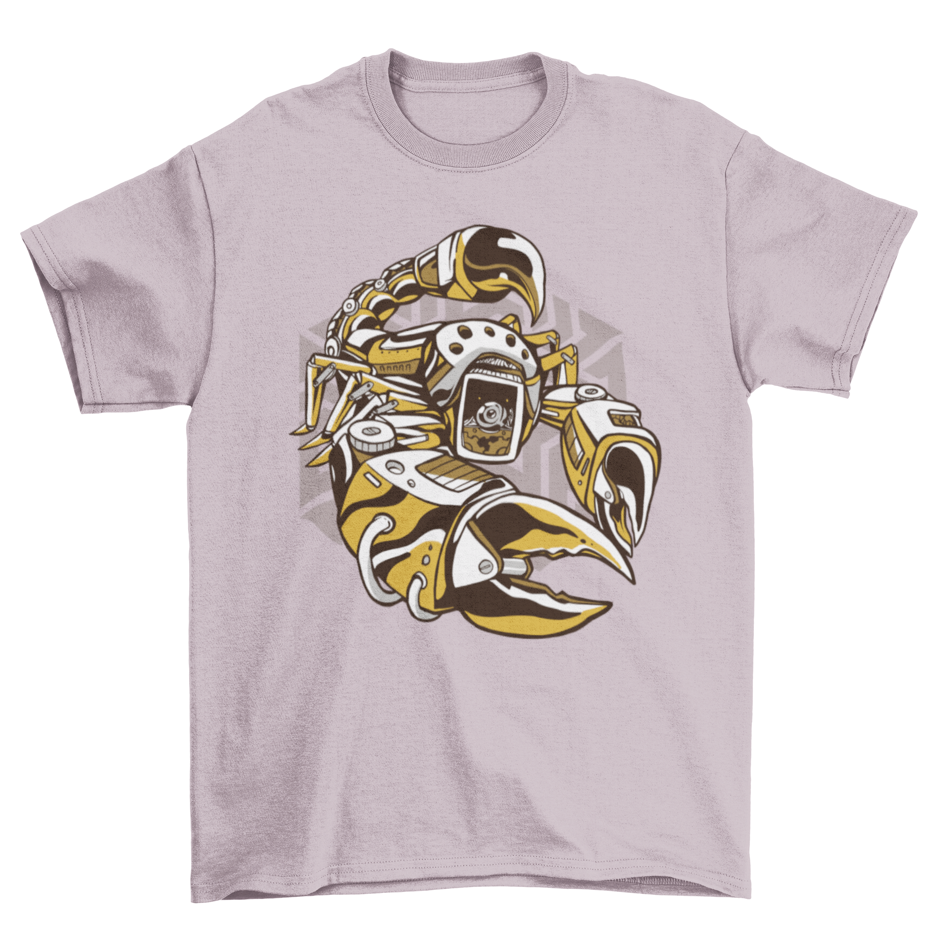 A stylish Steampunk Scorpion T-shirt featuring a detailed mechanical scorpion design, perfect for steampunk enthusiasts.