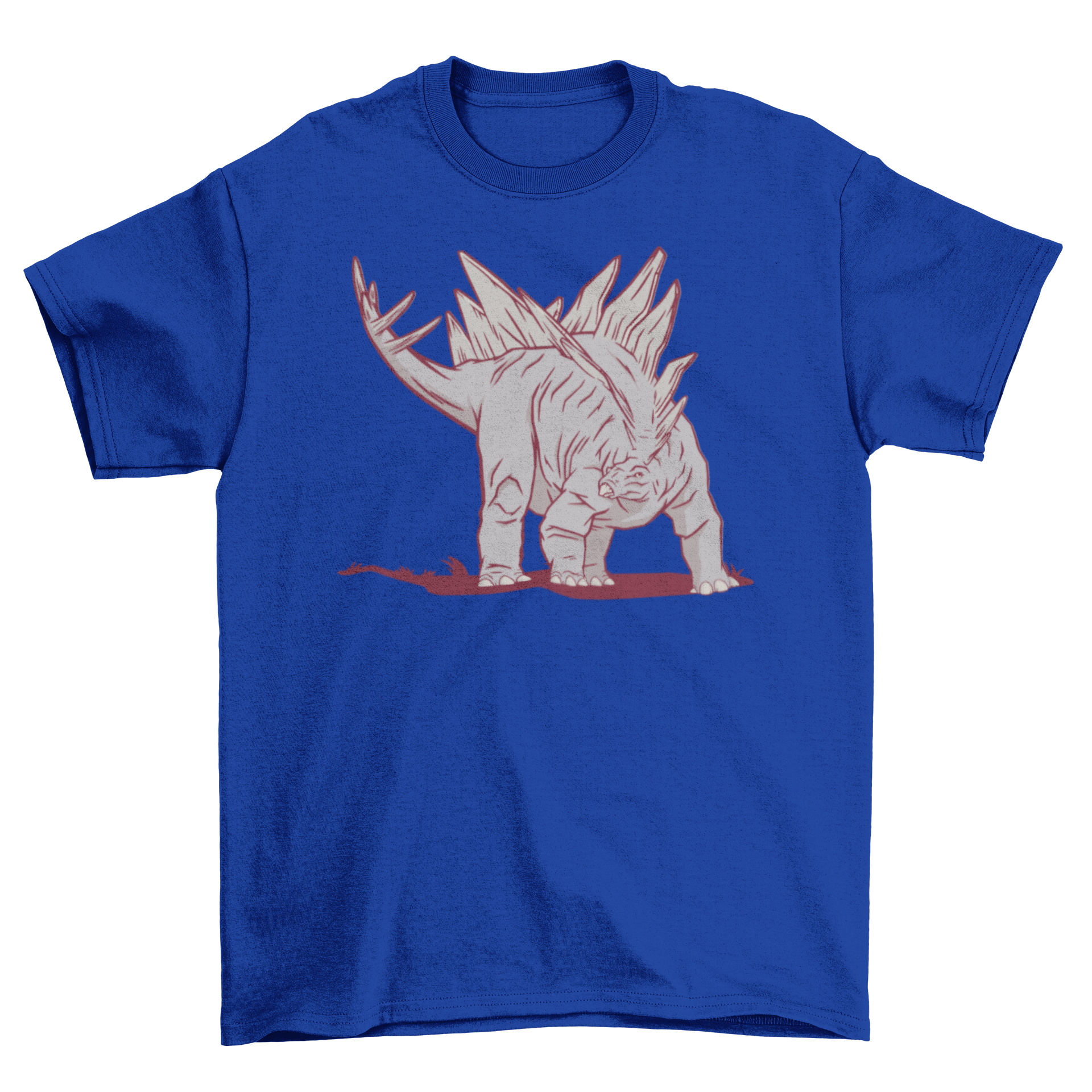 A vibrant Stegosaurus dinosaur illustration on a stylish t-shirt, perfect for dinosaur enthusiasts.