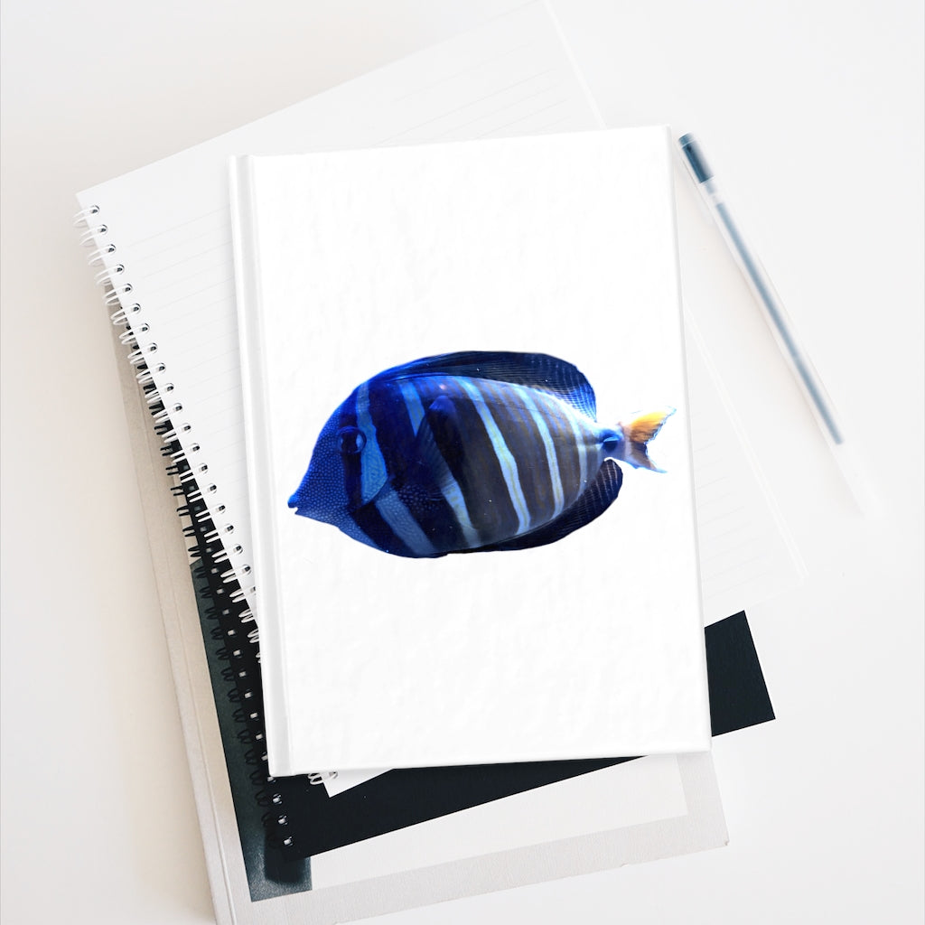 Striped Fish Journal with ruled lines, featuring a vibrant wraparound print and sturdy hardcover design.