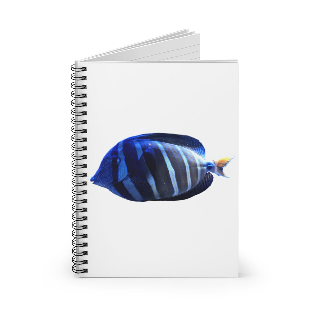 Striped Fish Spiral Notebook with ruled line pages and durable cover, featuring a stylish fish design.