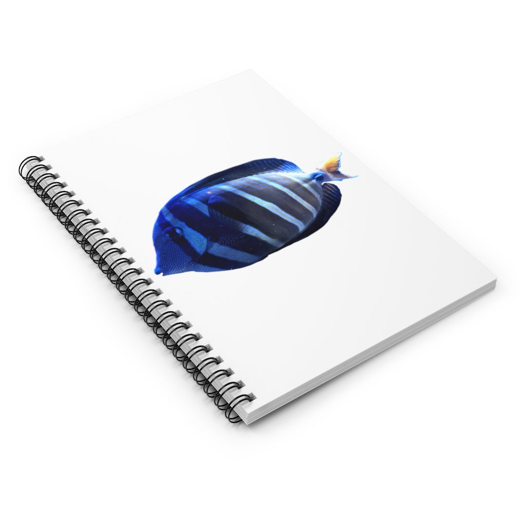 Striped Fish Spiral Notebook with ruled line pages and durable cover, featuring a stylish fish design.