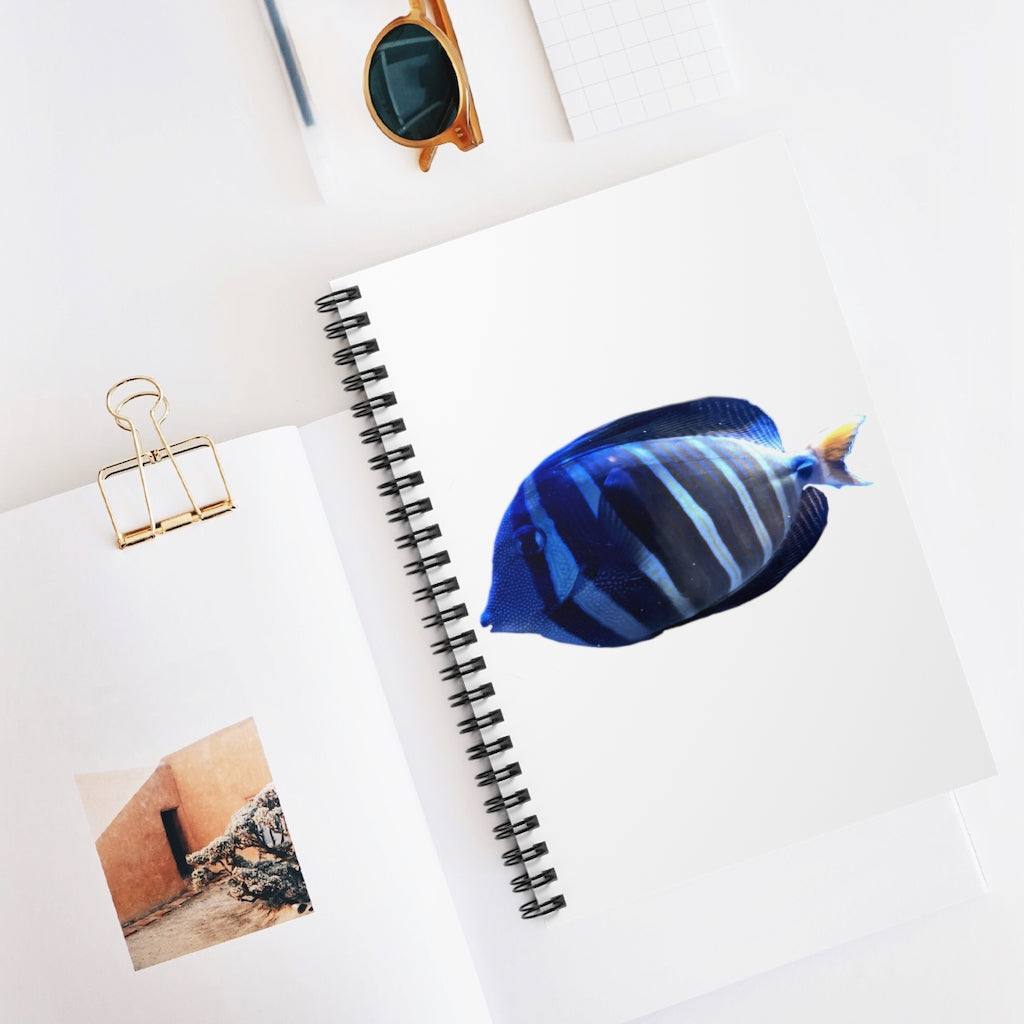 Striped Fish Spiral Notebook with ruled line pages and durable cover, featuring a stylish fish design.