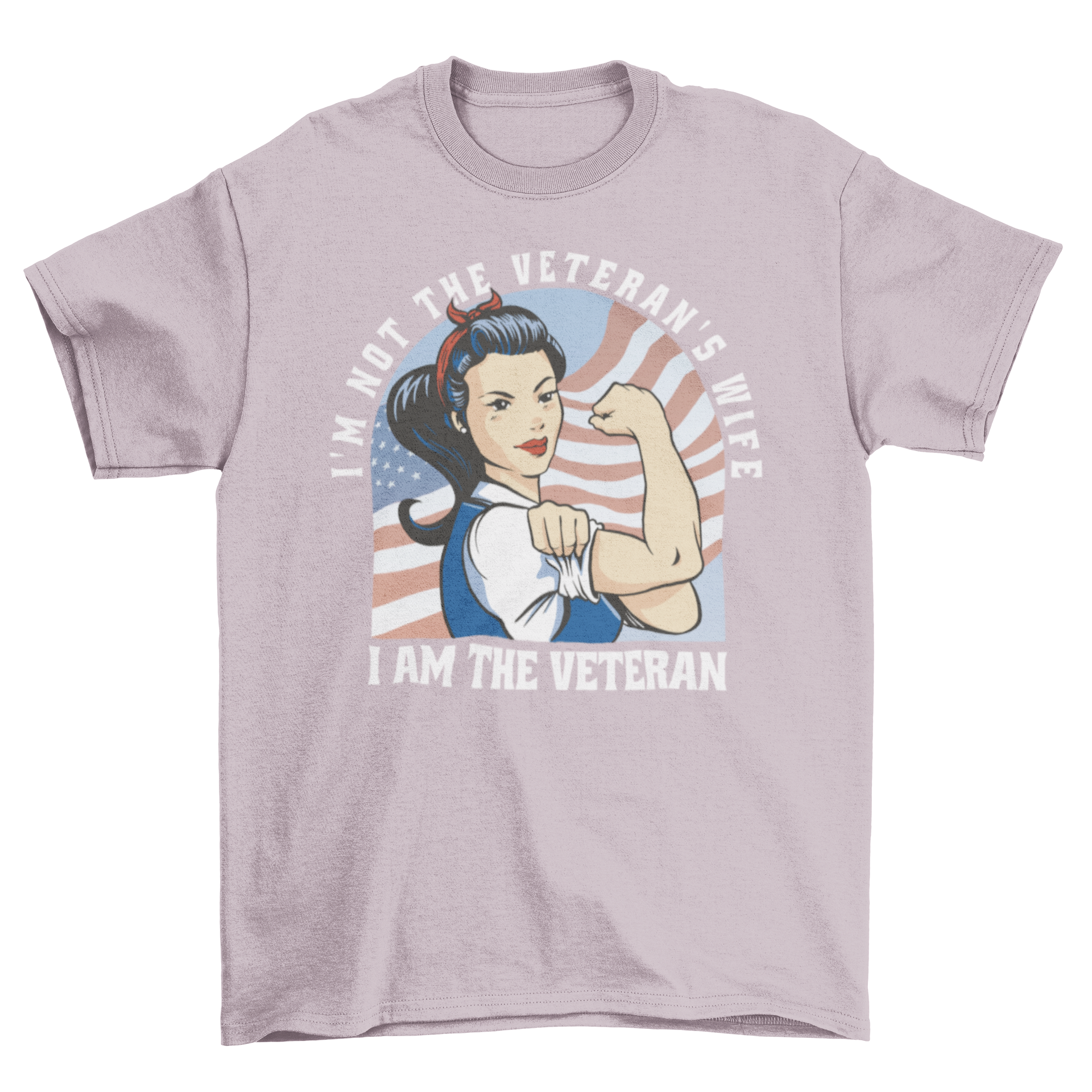 Strong woman veteran cartoon t-shirt featuring an empowering quote and vibrant design.