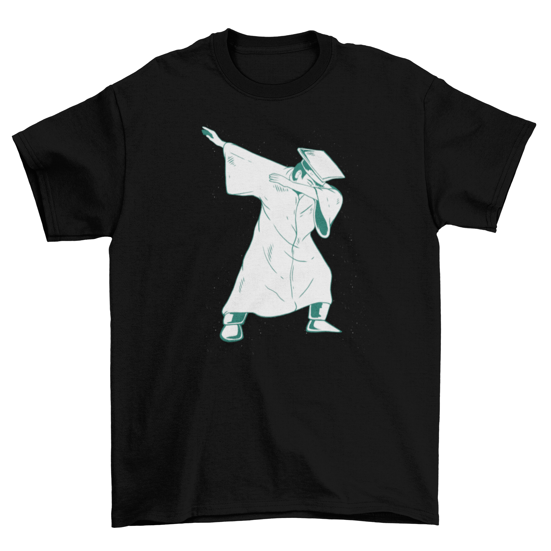 A stylish Student Dabbing T-shirt featuring a graduate student dabbing illustration, perfect for celebrations.