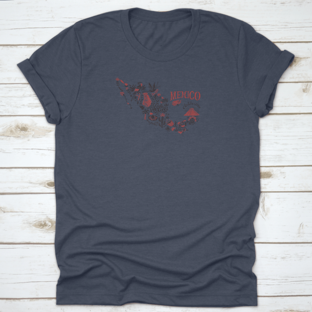 Gray T-shirt with Mexico map design.