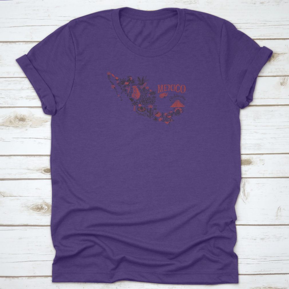 Purple t-shirt with Mexico print.