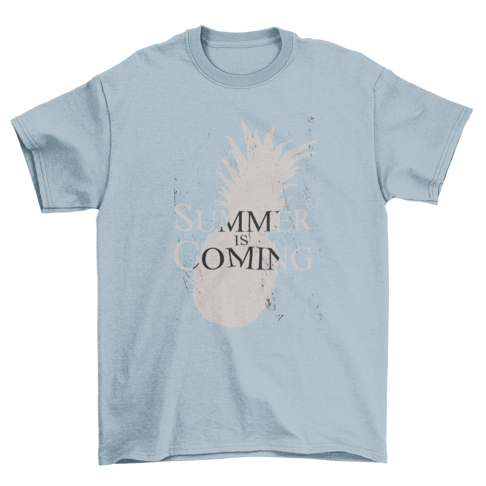 A stylish Summer is Coming T-shirt featuring a pineapple silhouette and bold lettering.