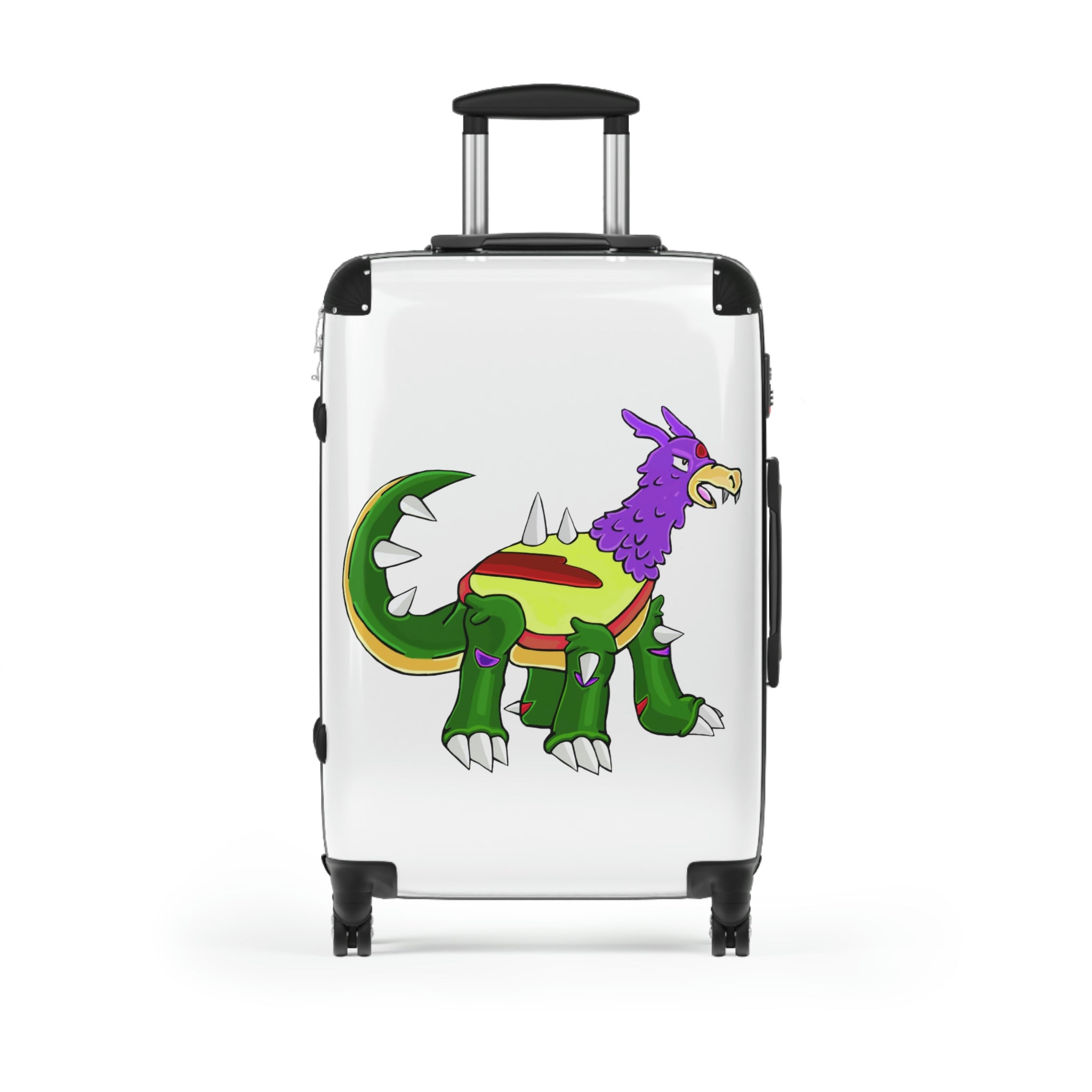 Sunecoon Cabin Suitcase with personalized design, showcasing its durable polycarbonate shell and adjustable handle.