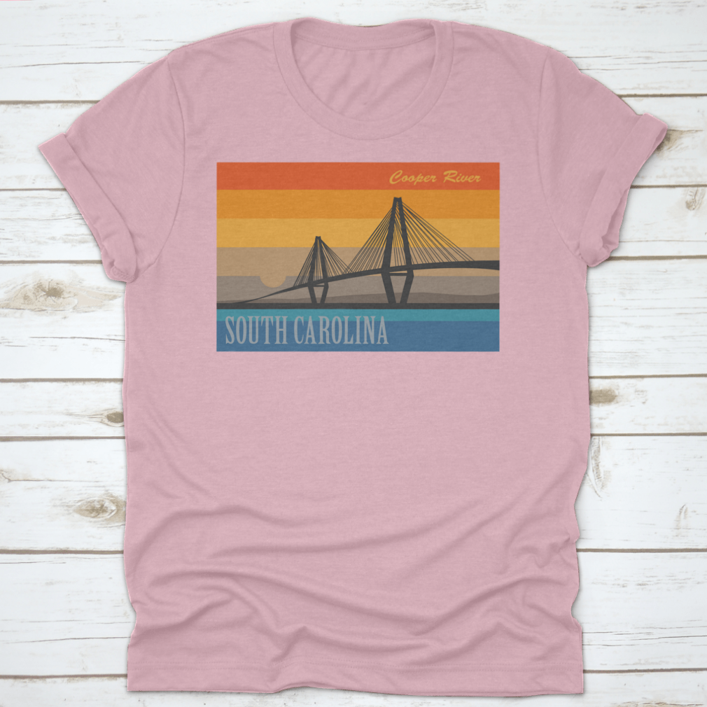 A beautiful sunset over the Cooper River Bridge in South Carolina, showcasing vibrant colors and serene scenery.