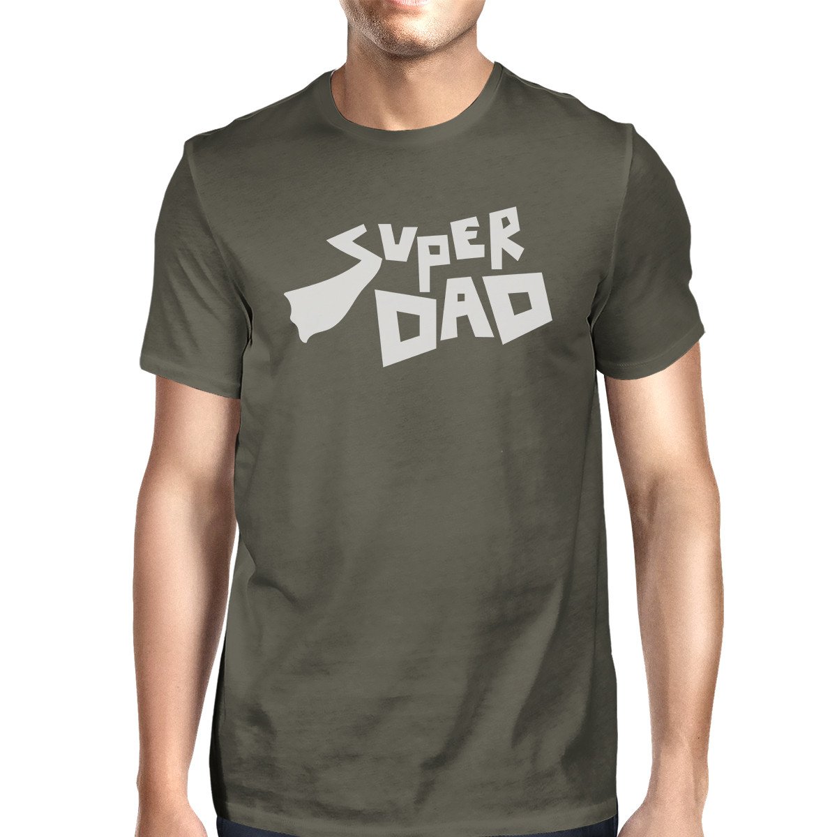 Dark gray Super Dad Tee t-shirt for men with a humorous graphic design celebrating fatherhood.