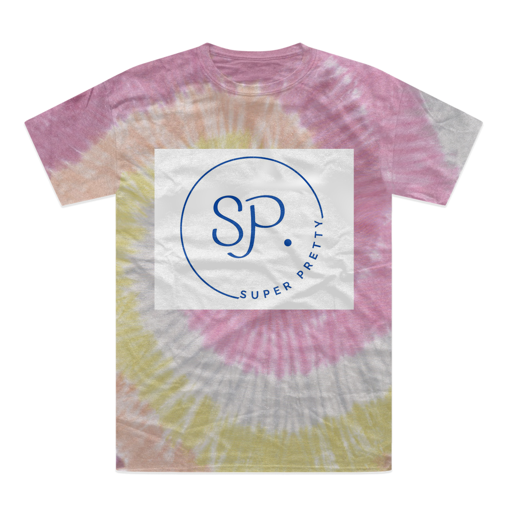 A vibrant Super Pretty Tie-Dye T-Shirt showcasing unique patterns in a variety of colors, made from 100% heavyweight cotton.