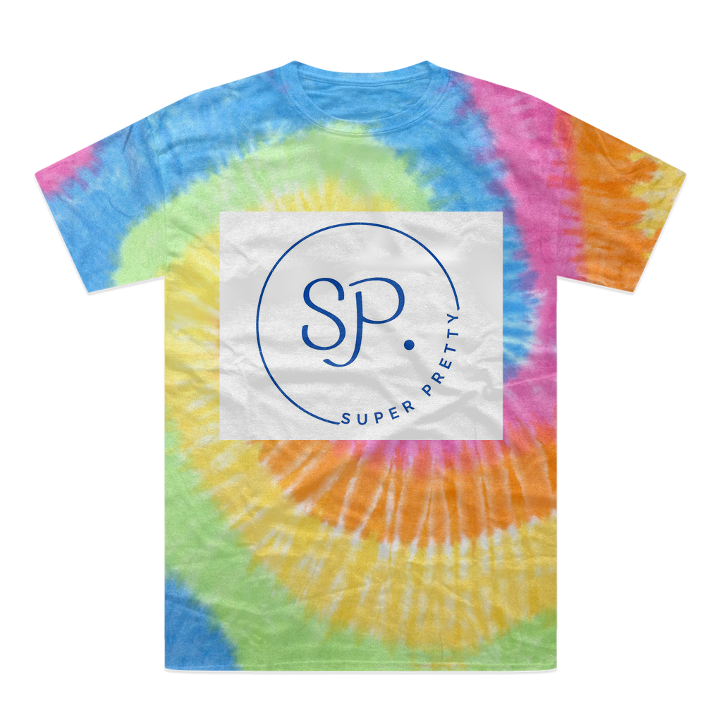 A vibrant Super Pretty Tie-Dye T-Shirt showcasing unique patterns in a variety of colors, made from 100% heavyweight cotton.