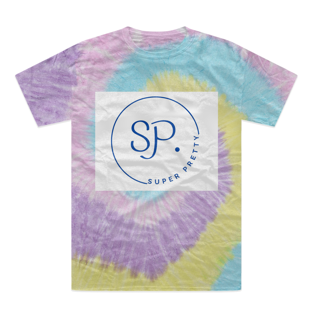 A vibrant Super Pretty Tie-Dye T-Shirt showcasing unique patterns in a variety of colors, made from 100% heavyweight cotton.