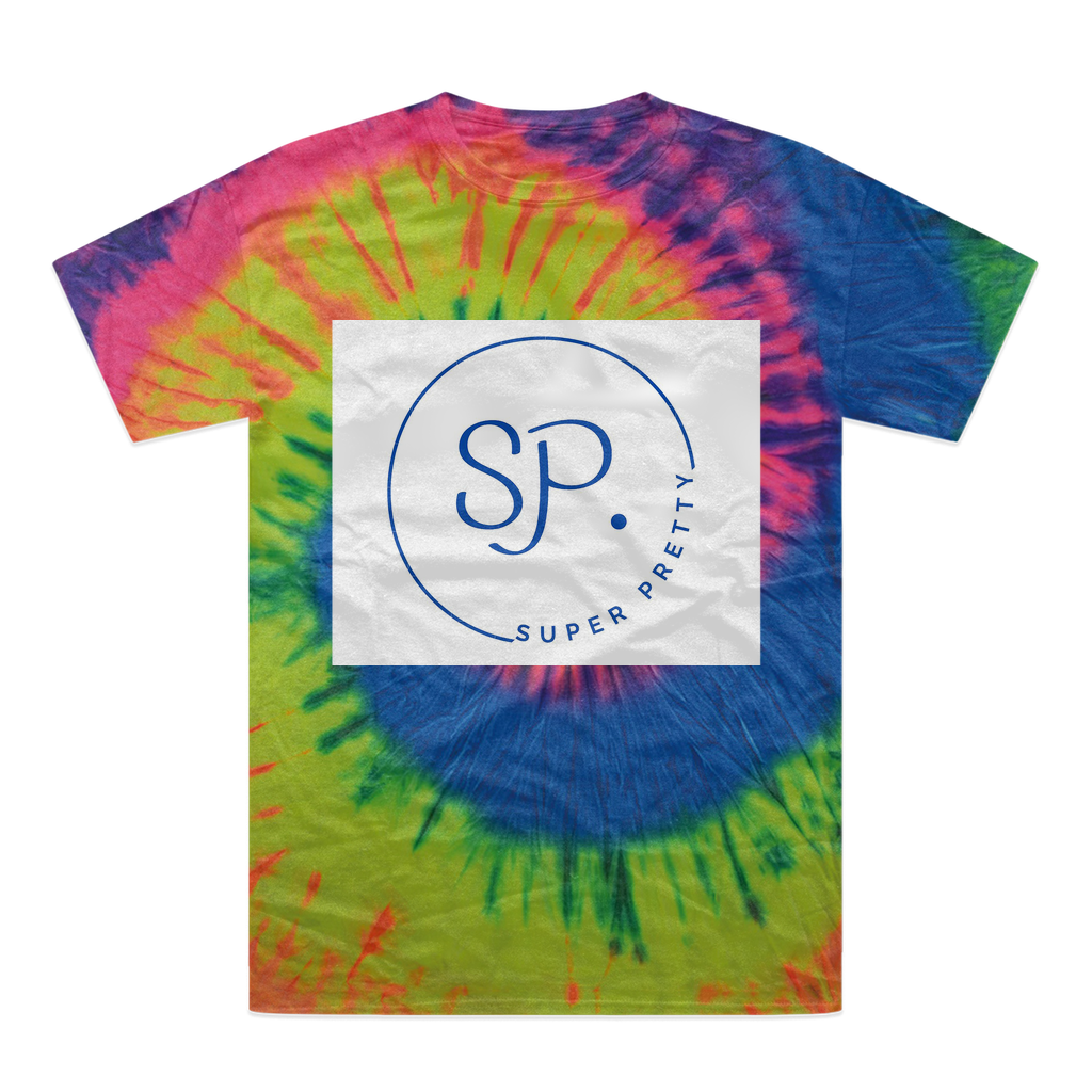 A vibrant Super Pretty Tie-Dye T-Shirt showcasing unique patterns in a variety of colors, made from 100% heavyweight cotton.