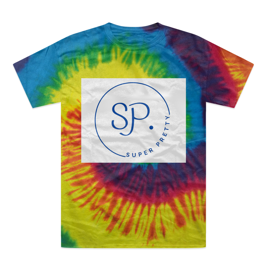 A vibrant Super Pretty Tie-Dye T-Shirt showcasing unique patterns in a variety of colors, made from 100% heavyweight cotton.