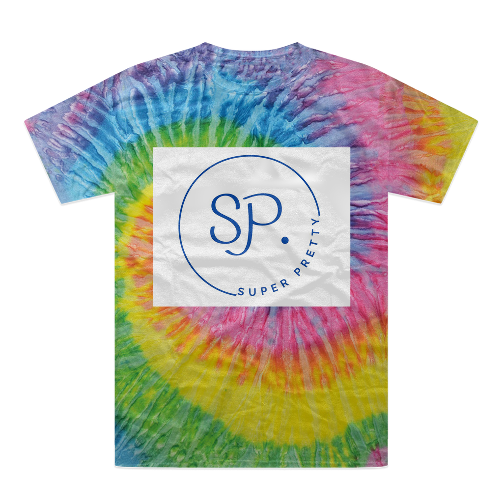 A vibrant Super Pretty Tie-Dye T-Shirt showcasing unique patterns in a variety of colors, made from 100% heavyweight cotton.