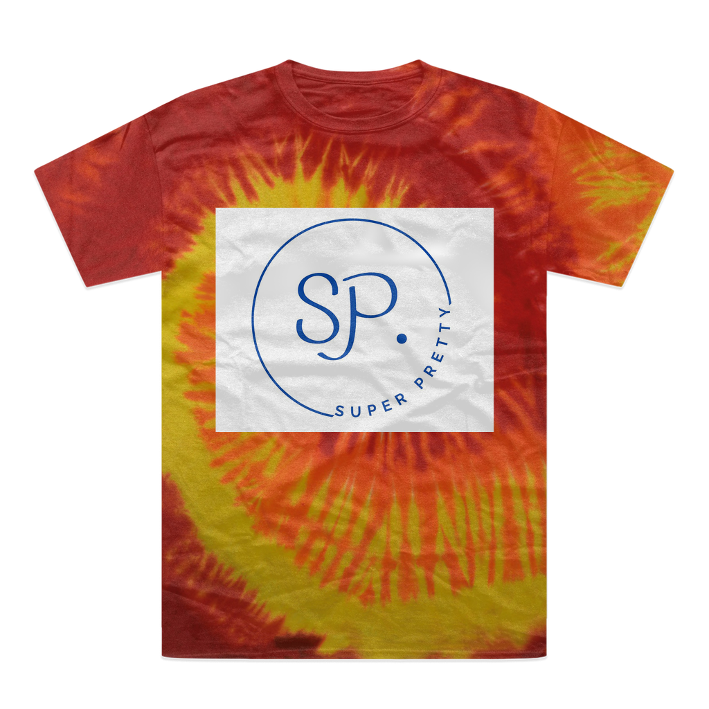 A vibrant Super Pretty Tie-Dye T-Shirt showcasing unique patterns in a variety of colors, made from 100% heavyweight cotton.