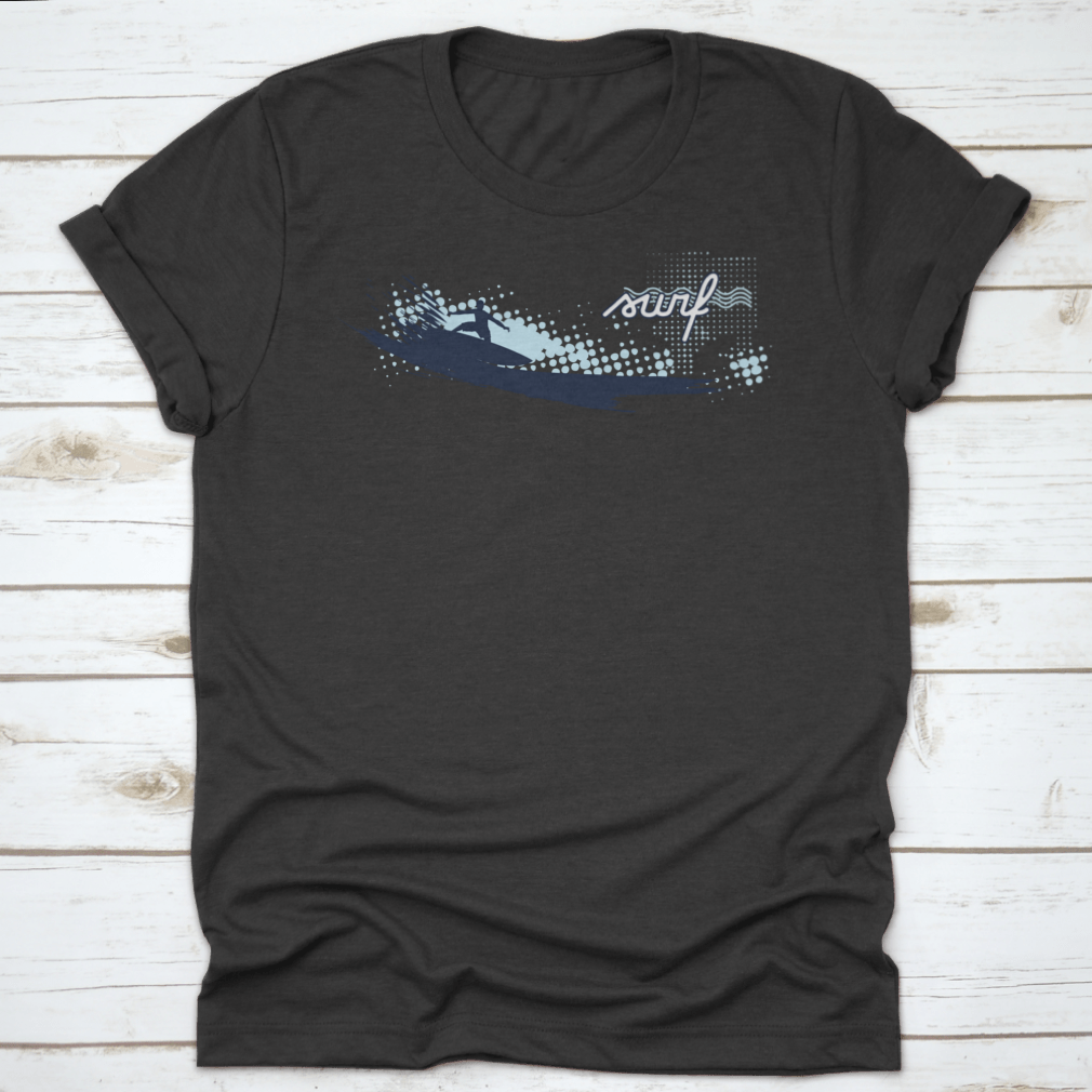 A stylish Surfer On Wave shirt made of 100% cotton, featuring a classic fit and vibrant design, perfect for beach lovers and travelers.