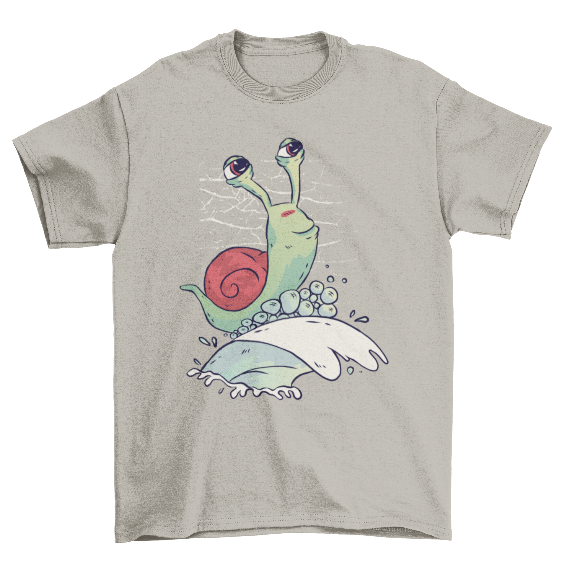 Cartoon snail on a T-shirt.