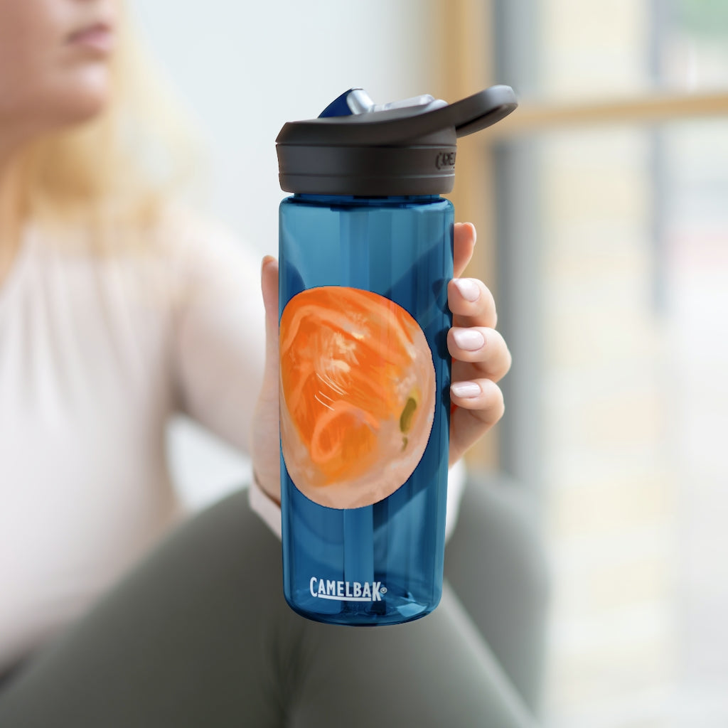 Sushi CamelBak Eddy® Water Bottle in vibrant colors, showcasing its ergonomic design and spill-proof biting valve.