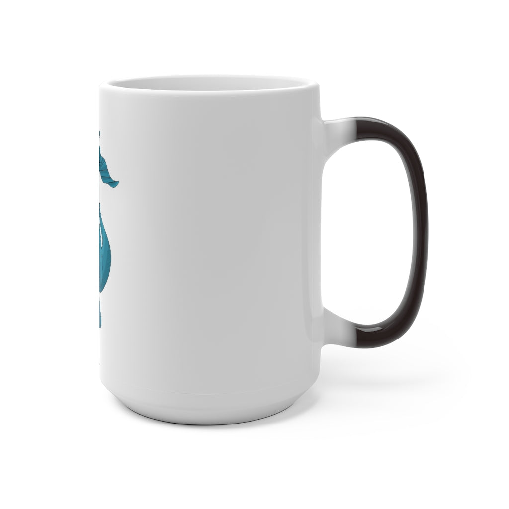 Swark Color Changing Mug showcasing vibrant colors when filled with hot liquid, featuring a rounded design and C-handle.