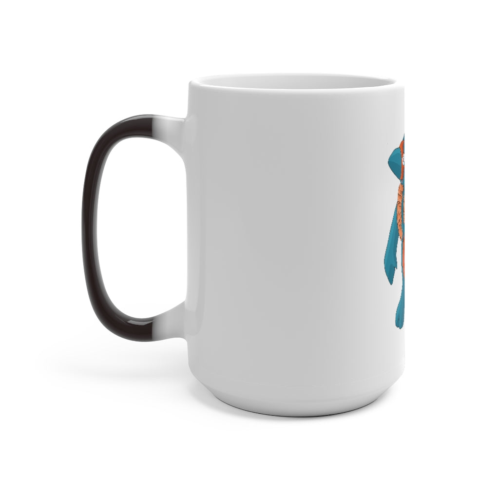 Swark Color Changing Mug showcasing vibrant colors when filled with hot liquid, featuring a rounded design and C-handle.